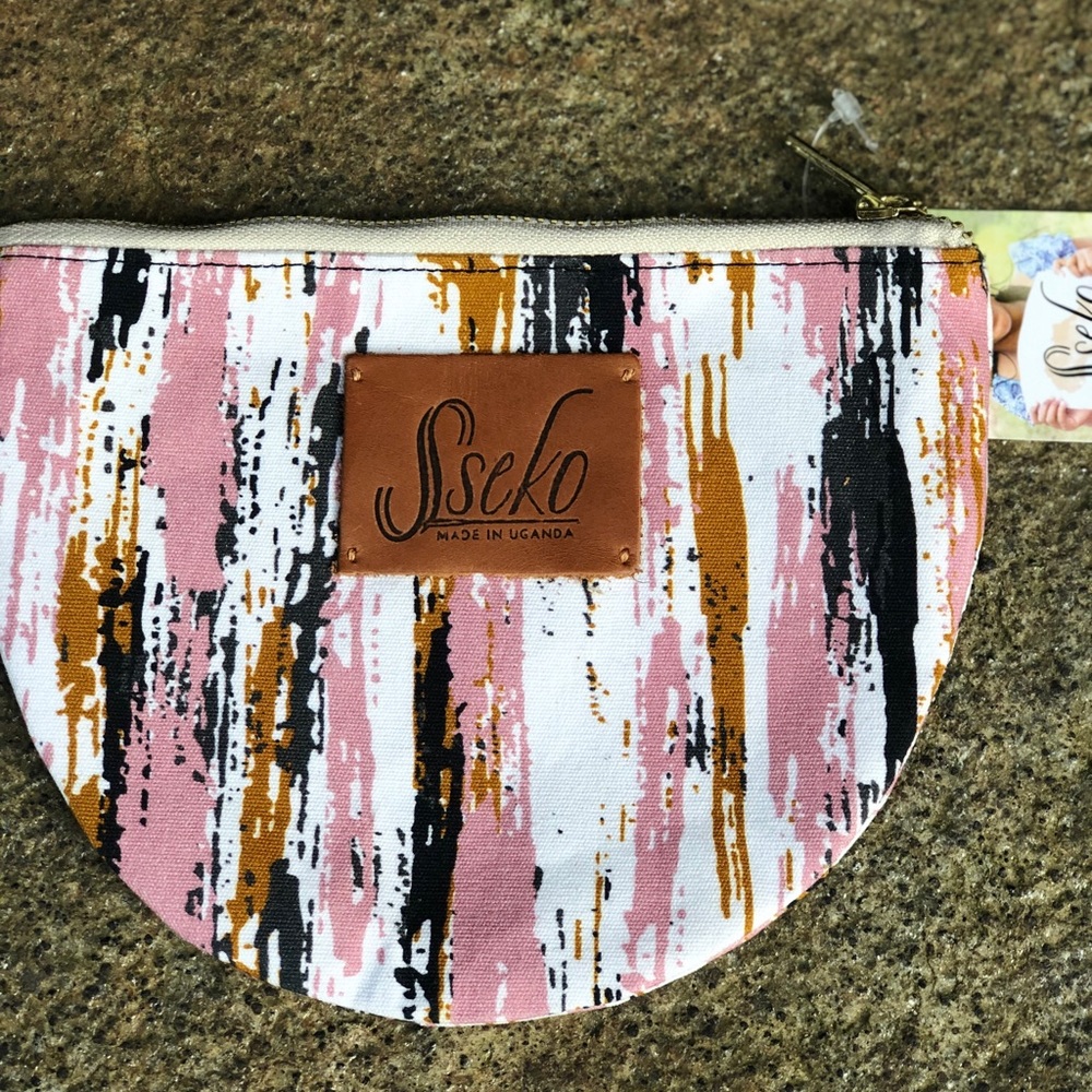 Sseko Fabric Moon Clutch - Pink, Gray, Tan